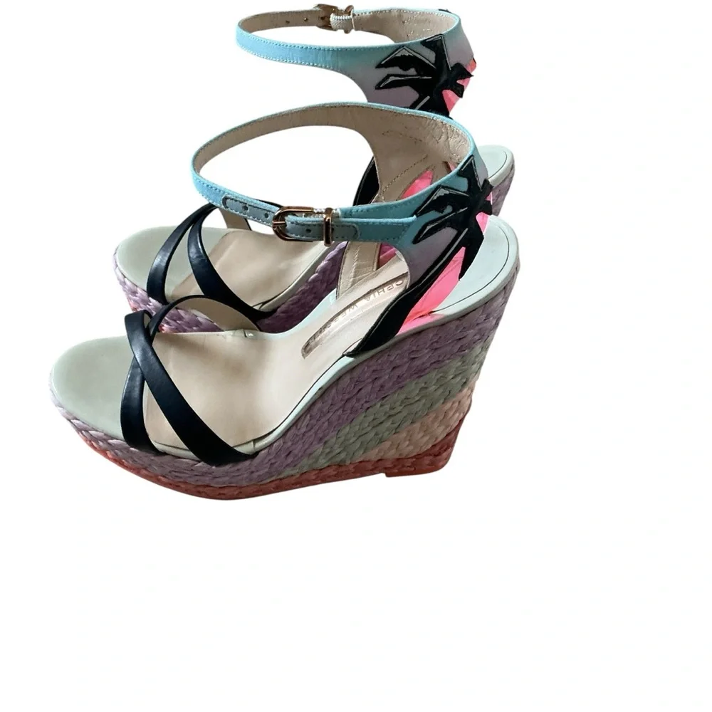 Sophia Webster Lucita MALIBU wedge sandals pastel multicolor size 40 espadrille
